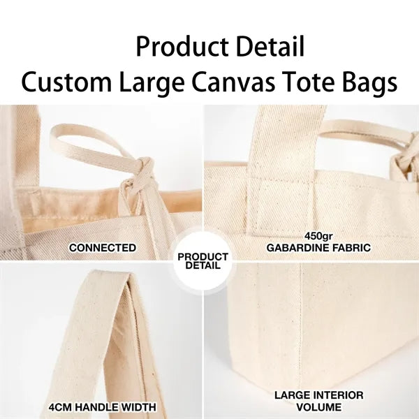 Large Canvas Tote Bags with Knot finish