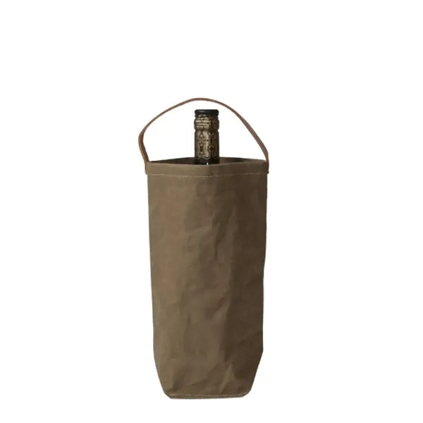 Washed Kraft Paper Single Bottle Wine Tote Bag