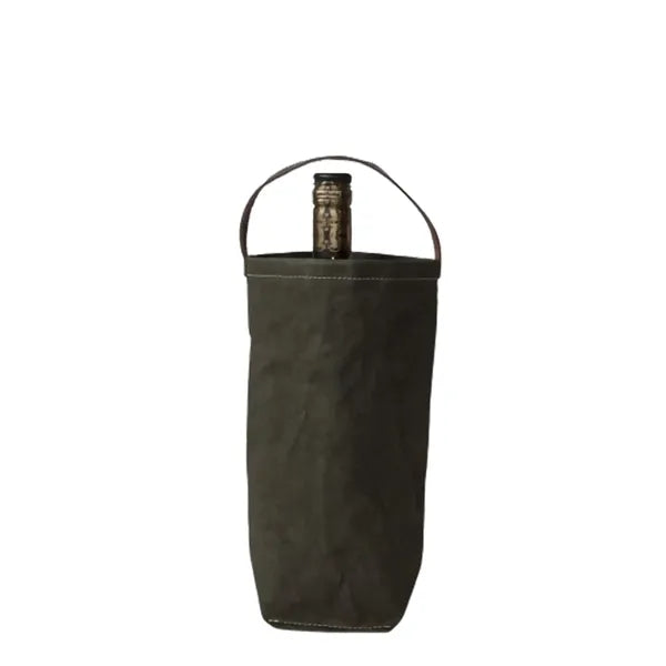 Washed Kraft Paper Single Bottle Wine Tote Bag