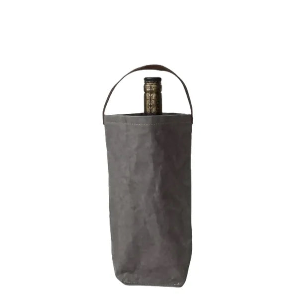 Washed Kraft Paper Single Bottle Wine Tote Bag