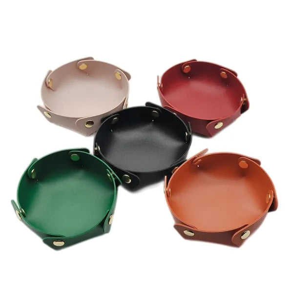 PU Leather Storage Tray Desktop Organizer