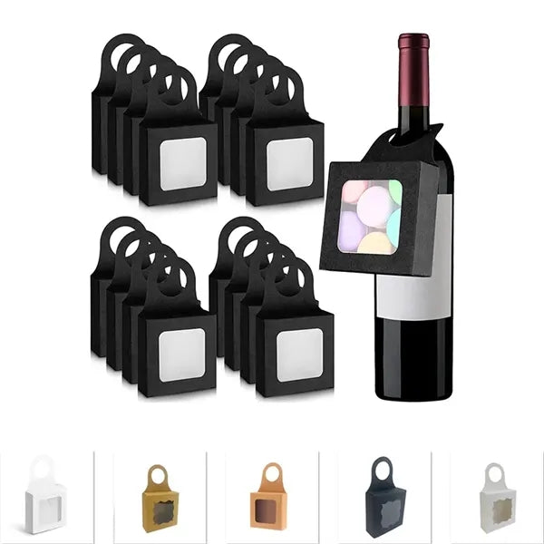 Kraft Paper Wine Bottle Box with Hanging Hook Window