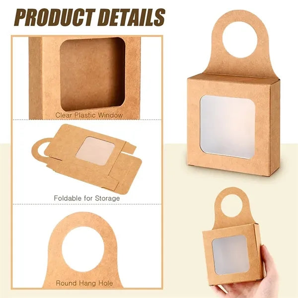 Kraft Paper Wine Bottle Box with Hanging Hook Window