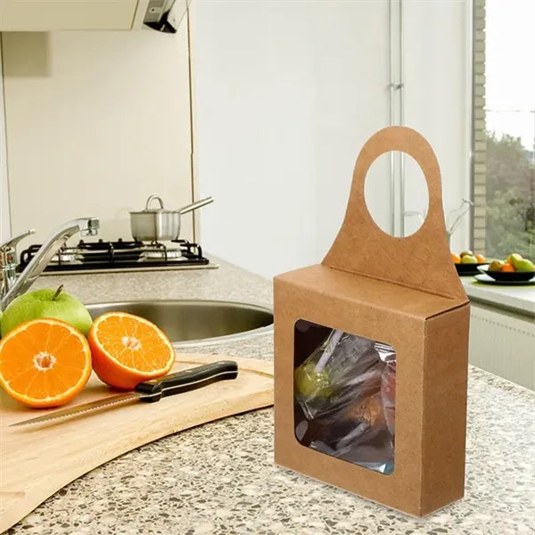 Kraft Paper Wine Bottle Box with Hanging Hook Window