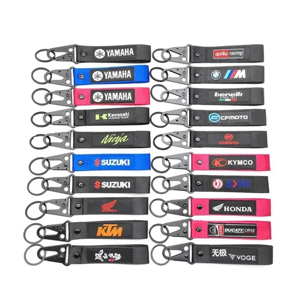 Fabric Woven Custom Logo Embroidery Keychain