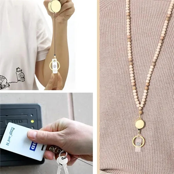 Retractable Lanyard for ID Badge wih 1 keychain and 2 covers