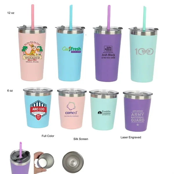 8/12 oz Double Wall Stainless Steel Kids Sipper Tumbler