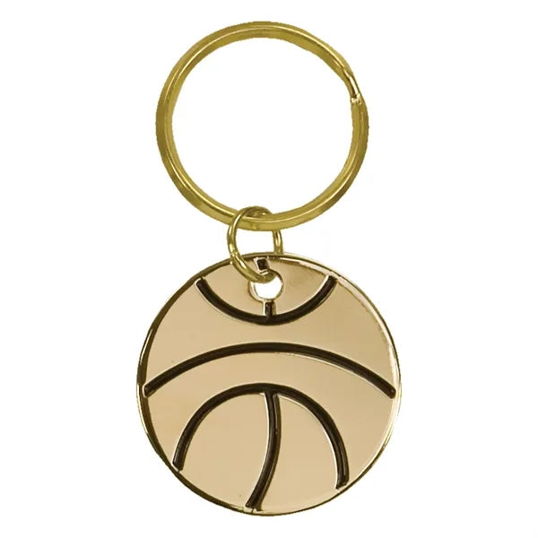 1.5" Gold Basketball Brass Keychain