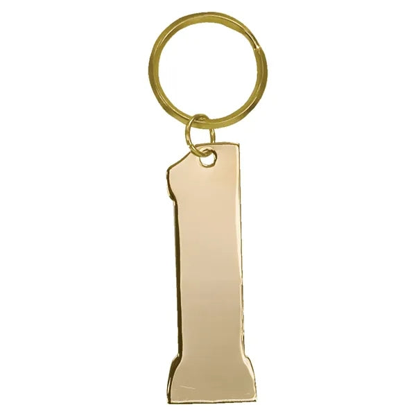 75" x 2.75" Gold #1 Brass Keychain