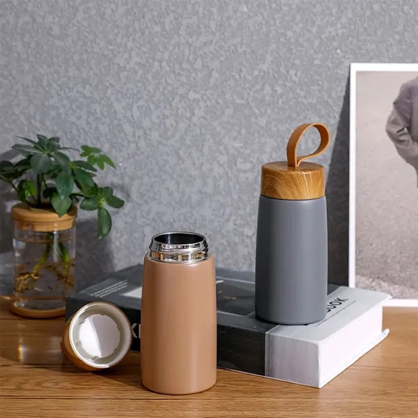 Eco-Friendly Wood Grain Stainless-Steel Water Bottle