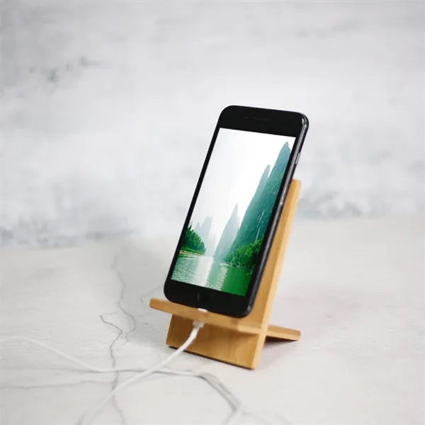 Eco-friendly Bamboo Phone Stand Engraved Tablet Desk Holder