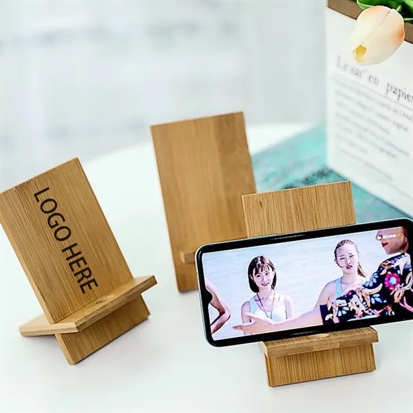 Eco-friendly Bamboo Phone Stand Engraved Tablet Desk Holder
