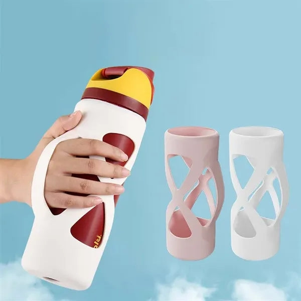 Water Bottle Silicone Slip Resistant Sleeve With Handle