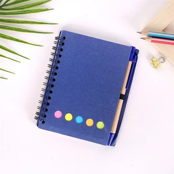 Kraft Paper Spiral Notebook with Pen and Sticky Notes