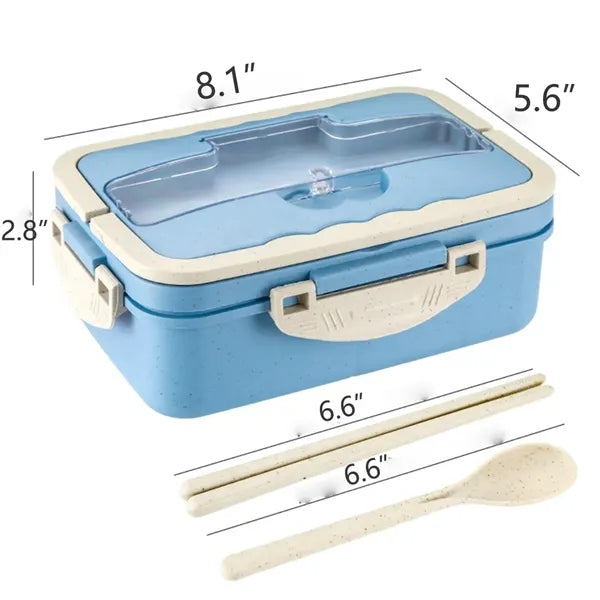 Wheat Straw Lunch Bento Box With Chopsticks and Spoon