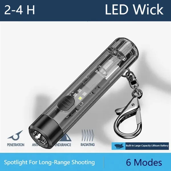 200mAh Rechargeable Mini Keychain Flashlight Whistle
