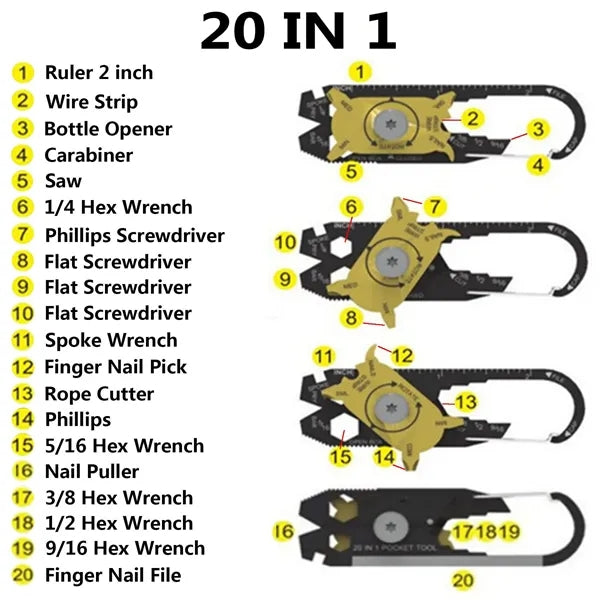 20 IN 1 Carabiner Tool Kit