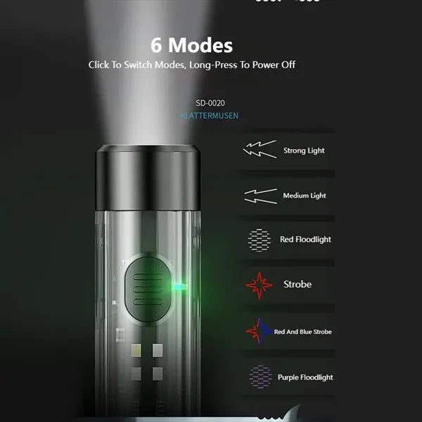 200mAh Rechargeable Mini Keychain Flashlight Whistle