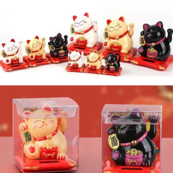 Solar Powered Maneki Neko Swinging Arm Cute Waving Lucky Cat