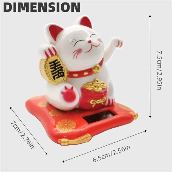 Solar Powered Maneki Neko Swinging Arm Cute Waving Lucky Cat