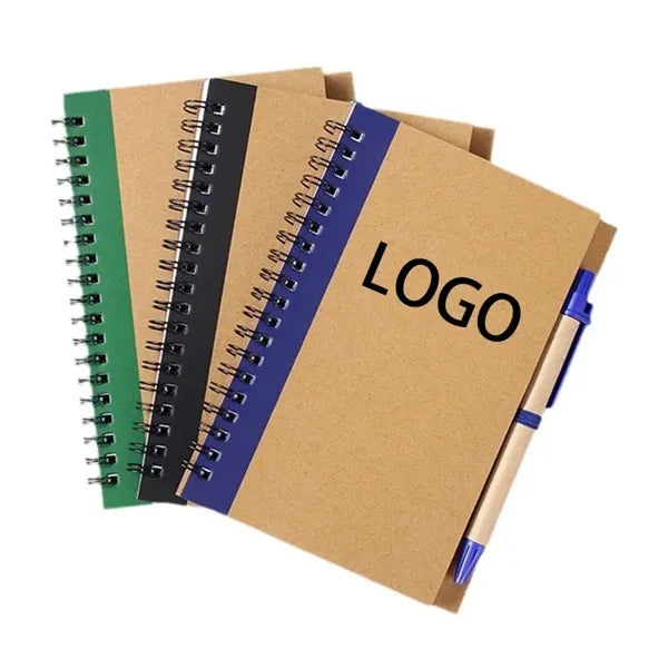 Eco-friendly Spiral Notebook w/Click Action Ballpoint Pen