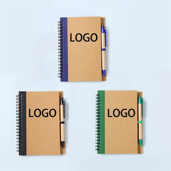 Eco-friendly Spiral Notebook w/Click Action Ballpoint Pen