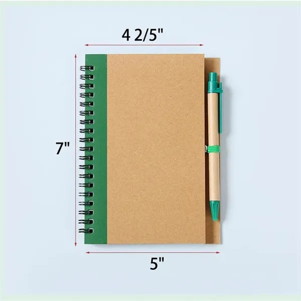 Eco-friendly Spiral Notebook w/Click Action Ballpoint Pen