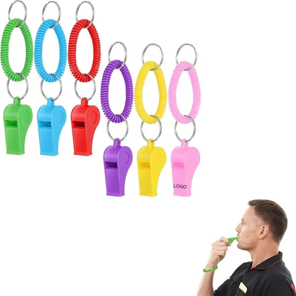 Plastic Sport Whistle with Stretchable Coil Wrist
