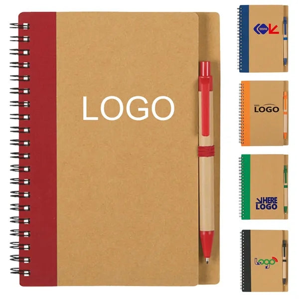 Kraft Spiral Notebook w/ Pen