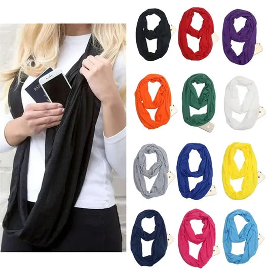 Infinity Scarf Wrap with Secret Hidden Zipper Pocket