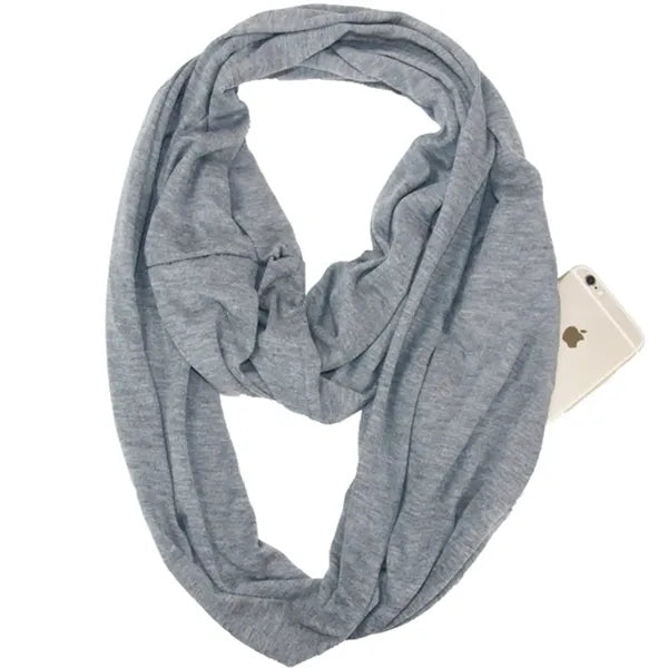 Infinity Scarf Wrap with Secret Hidden Zipper Pocket