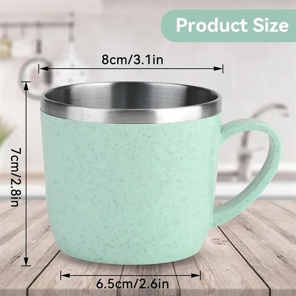 220 ml Stainless Steel Wheat Straw Double Walled Coffee Cup