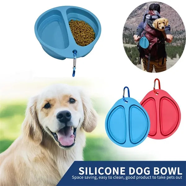 Silicone Collapsible Middle Split Pet Feeder Bowls