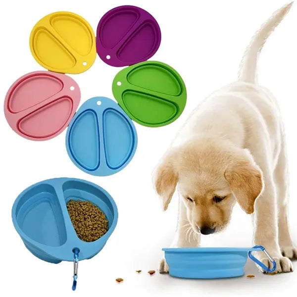 Silicone Collapsible Middle Split Pet Feeder Bowls