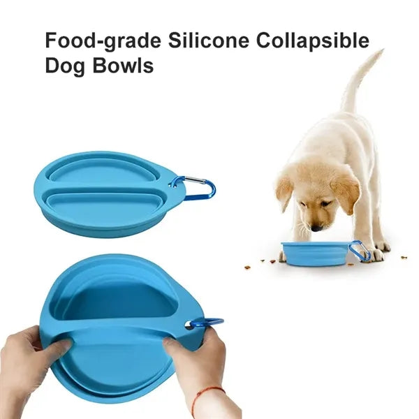 Silicone Collapsible Middle Split Pet Feeder Bowls