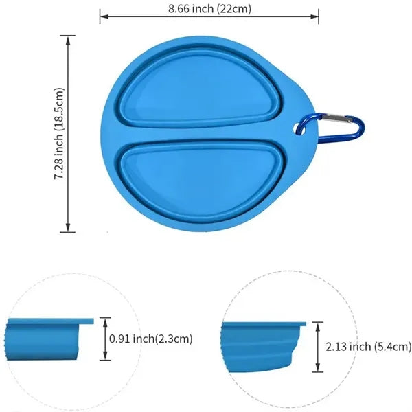 Silicone Collapsible Middle Split Pet Feeder Bowls