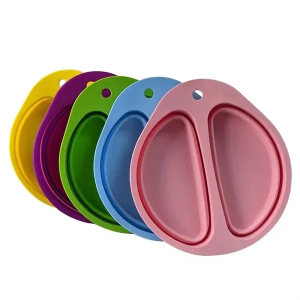 Silicone Collapsible Middle Split Pet Feeder Bowls