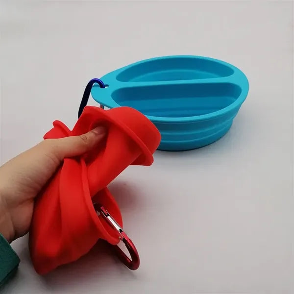 Silicone Collapsible Middle Split Pet Feeder Bowls