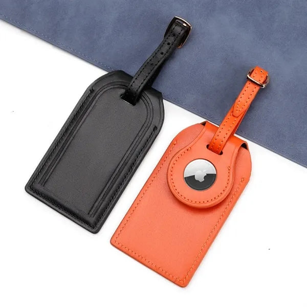 Luggage Tag W/ Apple Tracker Holder-genuine Leather
