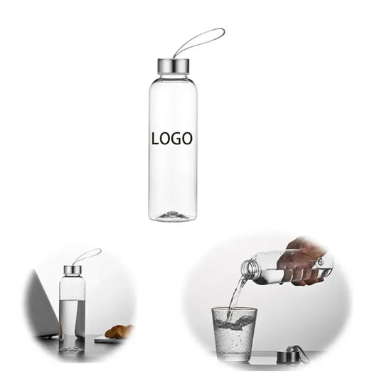 Portable Glass Water Bottle With Stainless Steel Lid