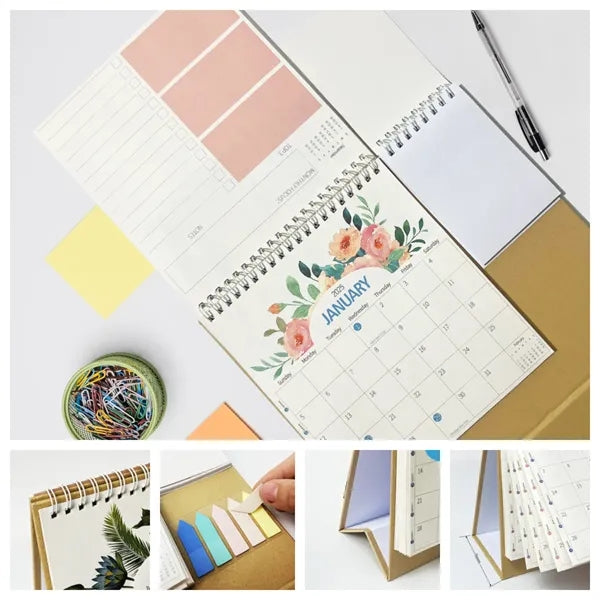 2025 Desk Calendar with Sticky Notes and Memo