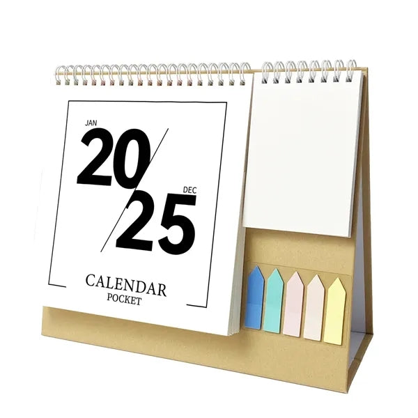 2025 Desk Calendar with Sticky Notes and Memo