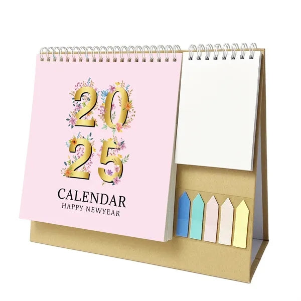 2025 Desk Calendar with Sticky Notes and Memo