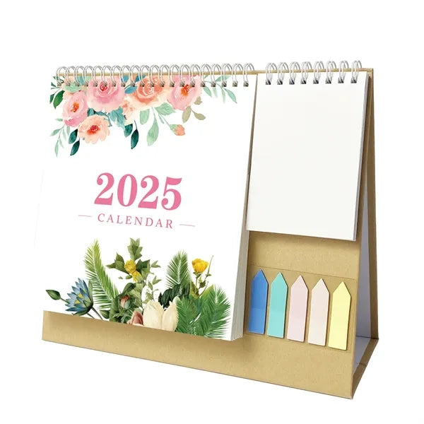 2025 Desk Calendar with Sticky Notes and Memo
