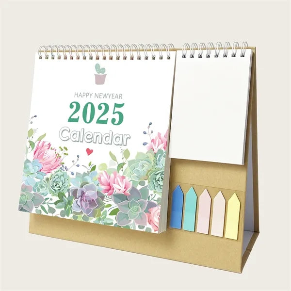 2025 Desk Calendar with Sticky Notes and Memo