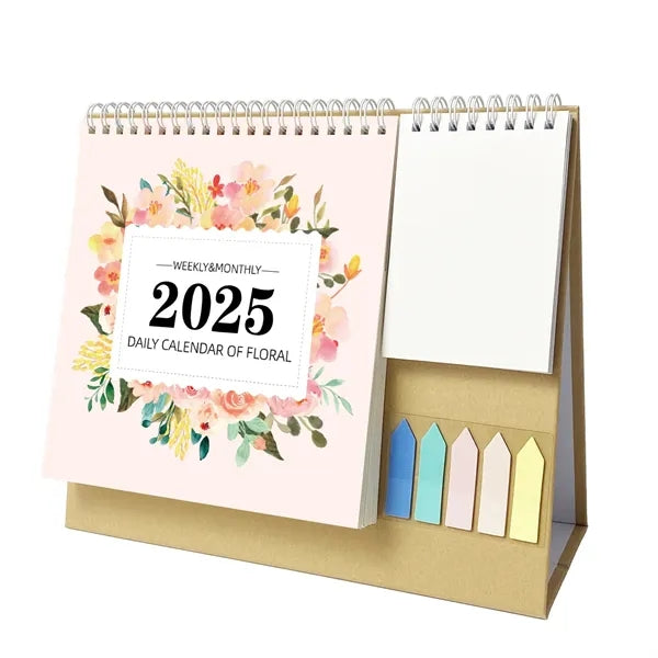 2025 Desk Calendar with Sticky Notes and Memo