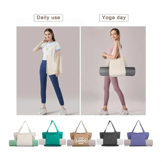 Women Fitness Round Canvas Yoga Mat Carry Tote Bag