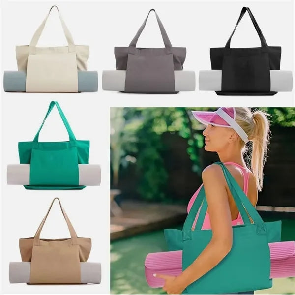 Women Fitness Round Canvas Yoga Mat Carry Tote Bag