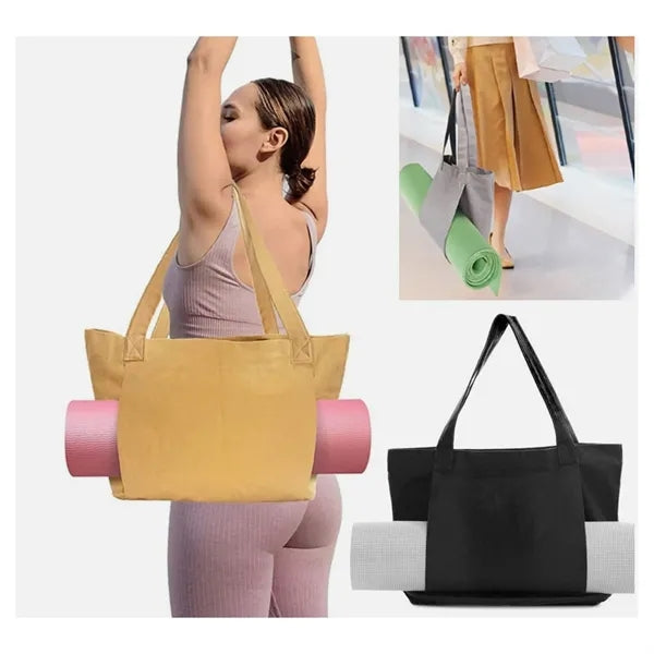 Women Fitness Round Canvas Yoga Mat Carry Tote Bag