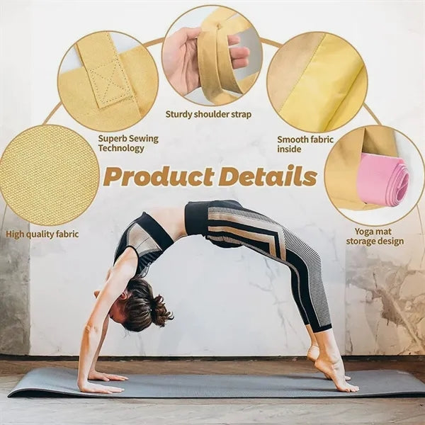 Women Fitness Round Canvas Yoga Mat Carry Tote Bag